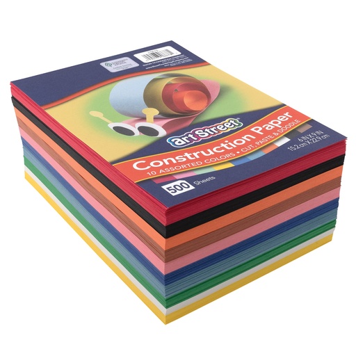[6678 PAC] Lightweight 6" x 9" Assorted Colors Construction Paper 500 Sheets