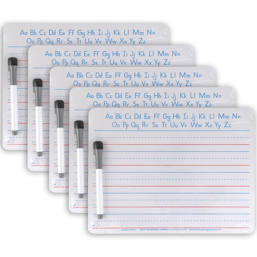 [AC9877C1-5 PAC] 9" x 12" 2-Sided Ruled/Plain Handwriting Whiteboard with Marker/Eraser Sets 5ct