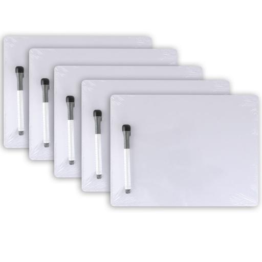 [AC9881C1-5 PAC] 9" x 12" 1-Sided Plain  Whiteboard with Marker/Eraser Sets 5ct