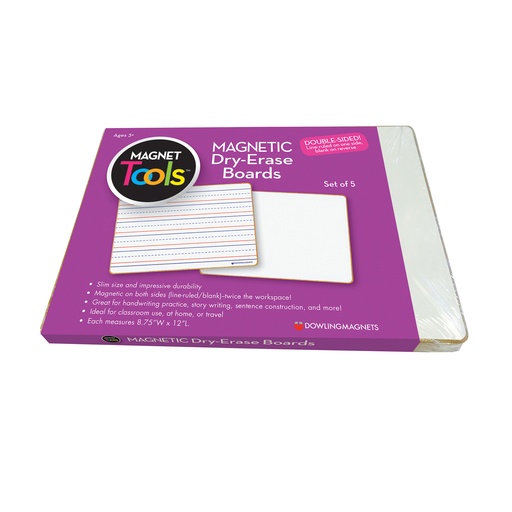 [735206 DOW] Dowling Magnets® Magnetic Lined & Blank Dry‑Erase Boards — Set of 5