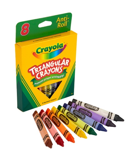 [524008 BIN] Crayola® Triangular Anti‑Roll Crayons — 8 count (easy‑grip)