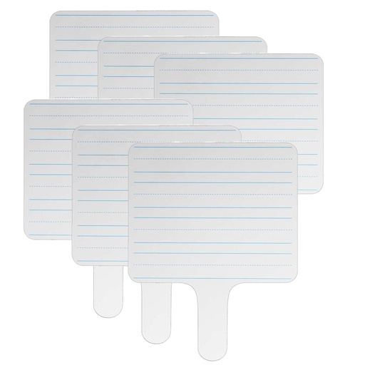 [18002-6 FS] Two-sided Lined/Blank 7.75" x 10" Rectangular Dry Erase Writing Paddles Pack of 6