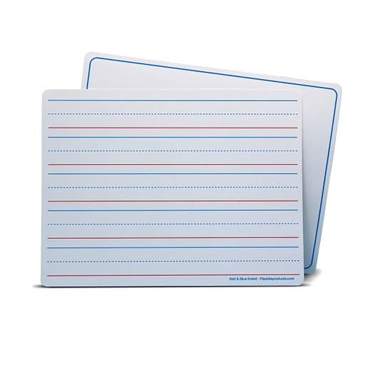 [20134 FS] Two-Sided Red & Blue Ruled/Plain 9" x 12" Dry Erase Learning Mats Pack of 24