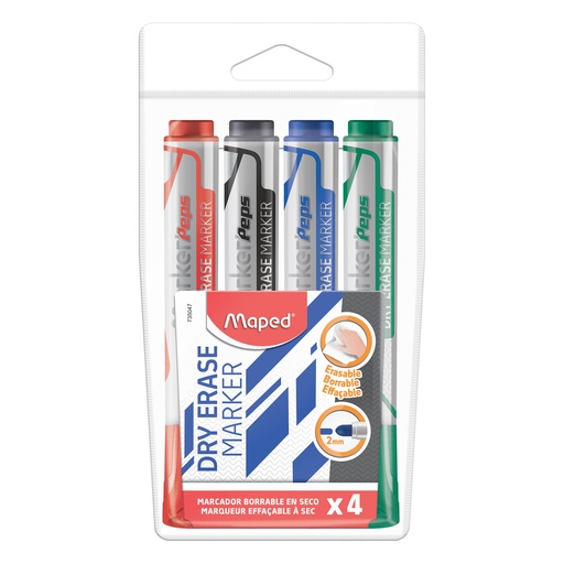 [735047 MAP] Marker'Peps Bullet Tip Dry Erase Jumbo Marker Pack of 4