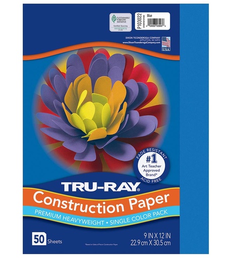 [103022 PAC] 9x12 Blue Tru-Ray Construction Paper 50ct Pack