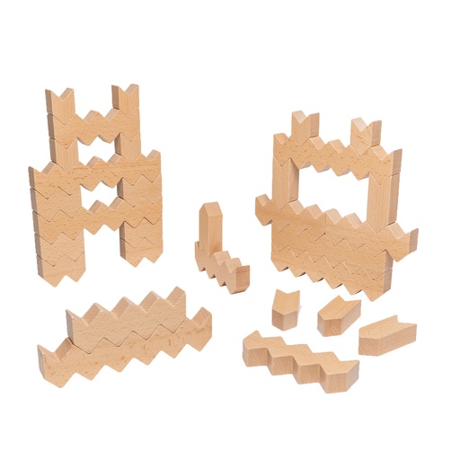 [359 EA] Educational Advantage® ZigZag Blocks, Set of 30, FSC® Beech Wood (STEM)