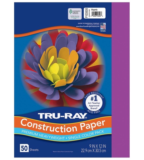 [103000 PAC] 9x12 Magenta Tru-Ray Construction Paper 50ct Pack