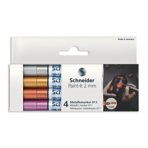 [ML01111501 PSY] Paint-It 4 Assorted Colors 2MM  Metallic Markers Set 1