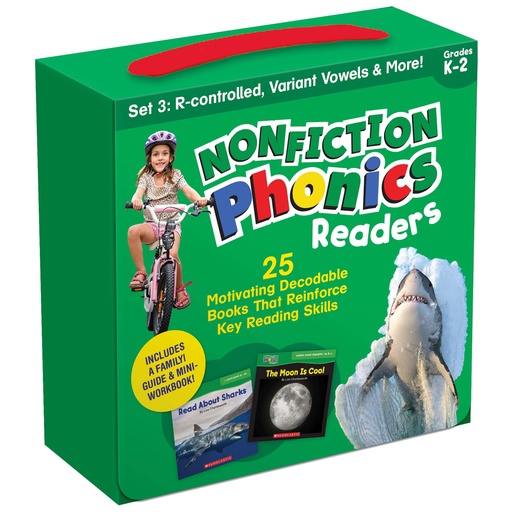 [9781338894745 SC] Nonfiction Phonics Readers: R-controlled, Variant Vowels & More, Single-Copy 25 Book Set