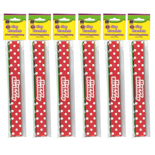 [20665-6 TCR] Polka Dots Happy Birthday Slap Bracelets 60ct