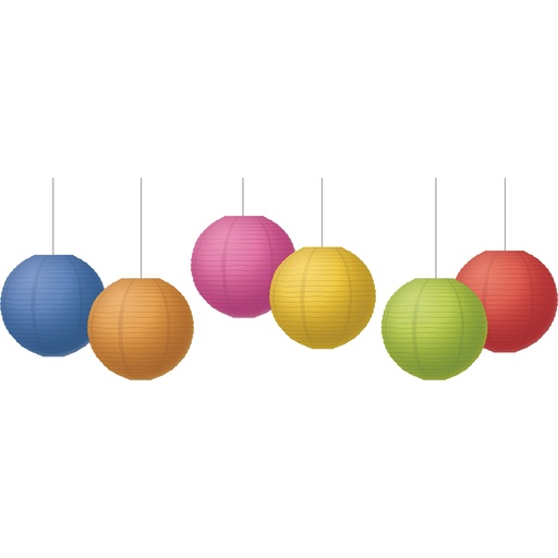 [77233 TCR] Colorful 8" Hanging Paper Lanterns Pack of 6