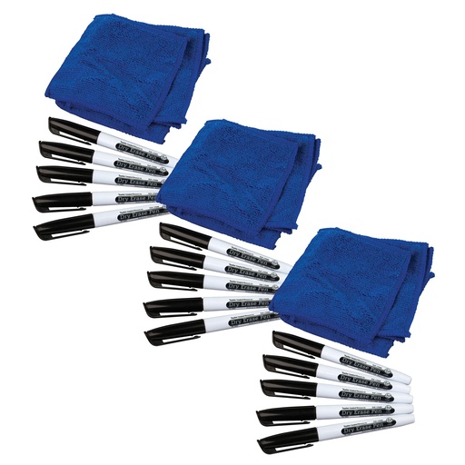 [77268-3 TCR] Dry Erase Pens & Microfiber Towels 15 Sets