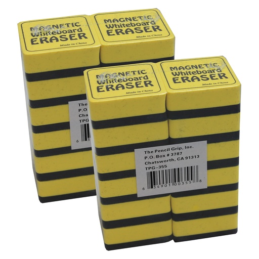 [355-2 TPG] The Pencil Grip® Magnetic Whiteboard Erasers, Yellow, 24‑Count Multipack, 2" × 2"