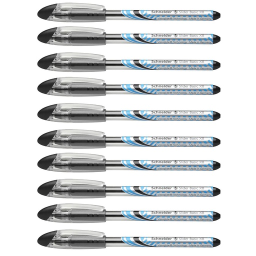 [151201-10 PSY] Black Slider Basic XB Ballpoint Viscoglide Ink Pens Pack of 10