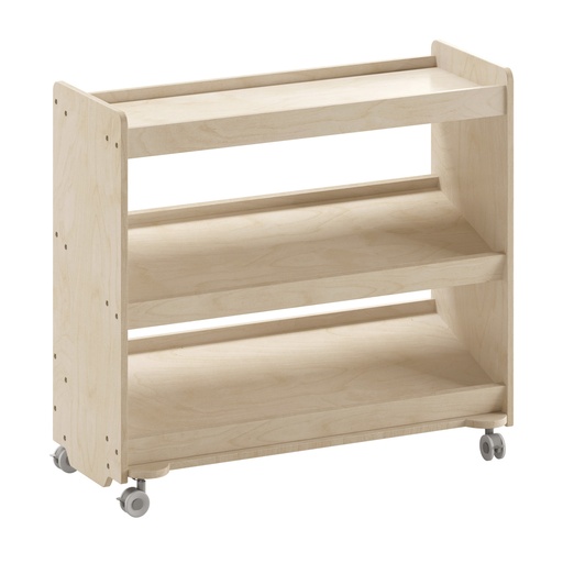 [13705 FF] Wooden 3 Angled Shelf Mobile Storage Cart with Locking Caster Wheels