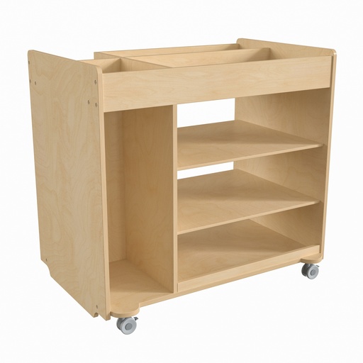[14504 FF] Wooden Horizontal & Vertical Compartments Mobile Storage Cart with Locking Caster Wheels