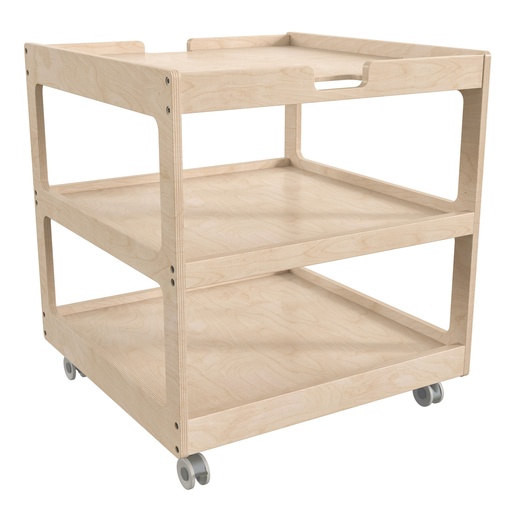[14795 FF] Wooden 3 Shelf Mobile Storage Cart with Locking Caster Wheels