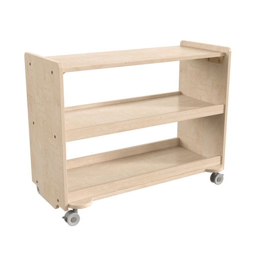 [24107 FF] Wooden 3 Shelf Mobile Storage Cart with Locking Caster Wheels
