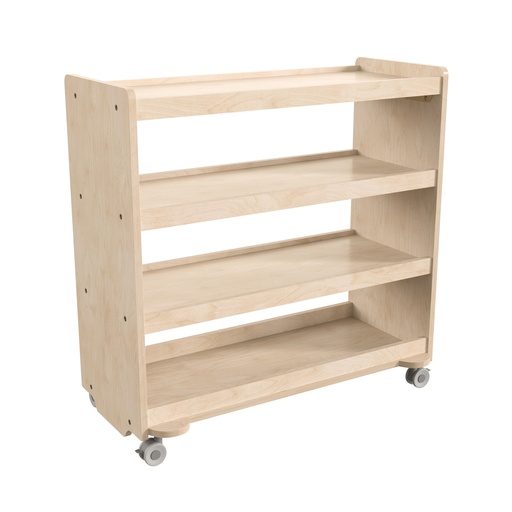 [24114 FF] Wooden 4 Shelf Mobile Storage Cart with Locking Caster Wheels