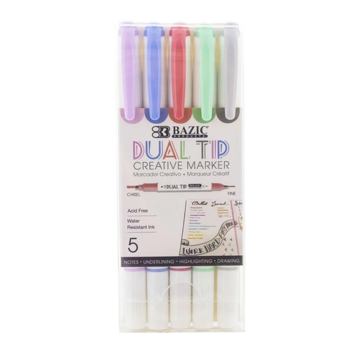 [1214 BAZ] Dual-Tip Creative Markers 5 Colors