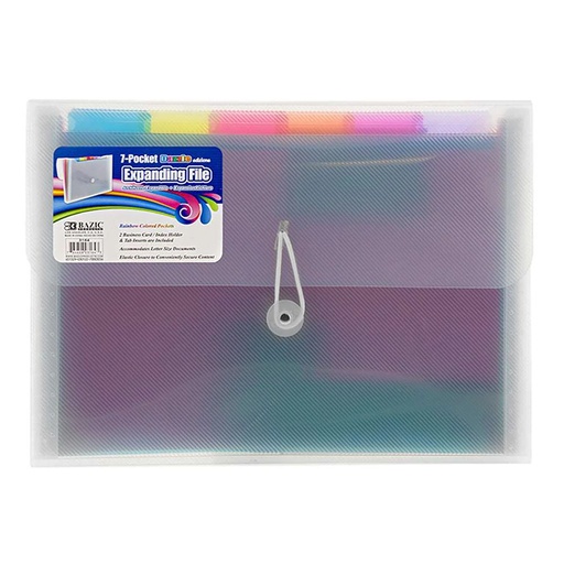 [3164 BAZ] BAZIC® Rainbow 7-Pocket Letter Size Poly Expanding File