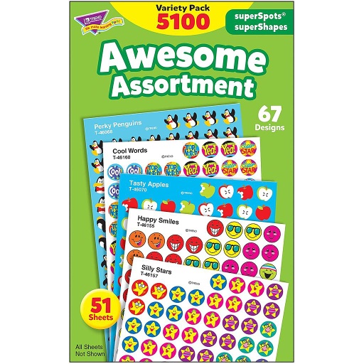 [46826 T] Trend® Awesome Assortment superSpots® & superShapes Stickers Variety Pack — 5,100 Stickers