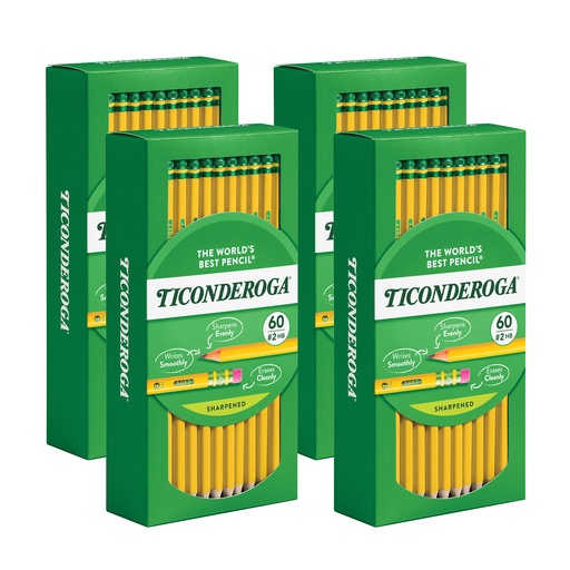 [14634 DIX] Ticonderoga® Yellow Pencils Master Pack, No. 2 HB,7.5" length (standard pencil), 240 pencils 