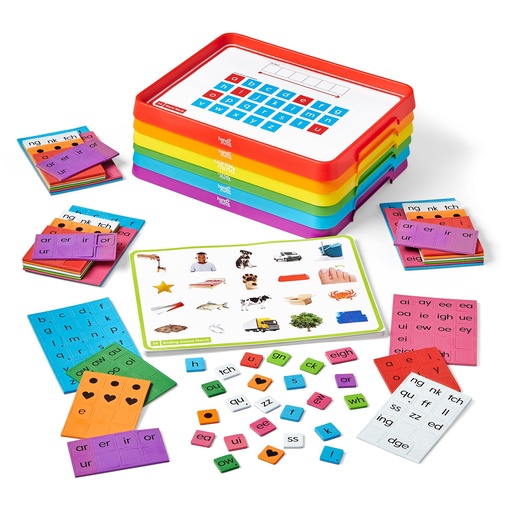[96156 H2M] hand2mind® Advancing Phonics Word Work, Small Group Set — Multisensory phonics routines with trays, tiles, and mats
