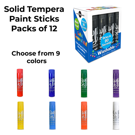 [VARIANT215] Solid Tempera Paint Sticks Pack of 12