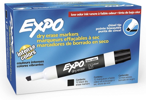 [80001 SAN] 12ct Black Chisel Tip Expo Low Odor Dry Erase Markers