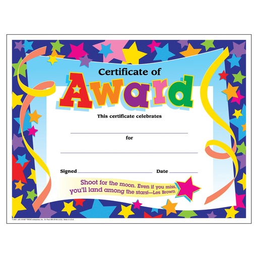 [2951 T] Trend Enterprises® Colorful Classics® Certificate of Award, 8-1/2" x 11", 30 certificates