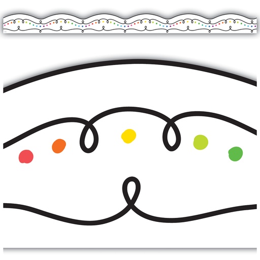 [8324 TCR] Squiggles and Colorful Dots Die-Cut Border Trim, 35 Feet