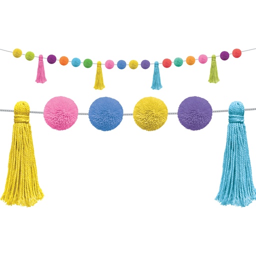 [8901 TCR] Colorful Pom-Poms and Tassels Garland