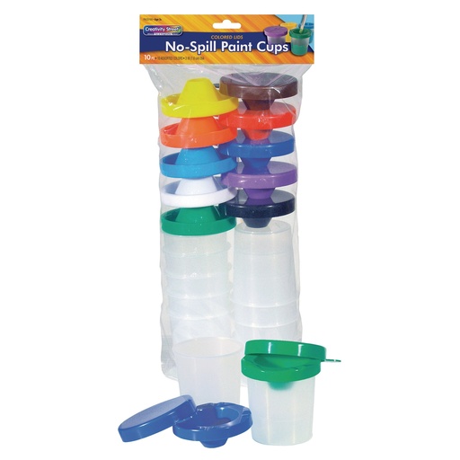 [AC5100 PAC] No-Spill Round Paint Cups with Colored Lids, 3" Dia., 10 Cups