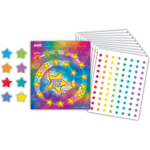 [6867 TCR] Teacher Created Resources® Super Star Reward Trackers — classroom progress charts with mini stickers