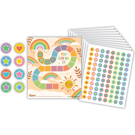[6868 TCR] Teacher Created Resources® Sunshine Rainbow Reward Trackers — classroom progress charts with mini stickers