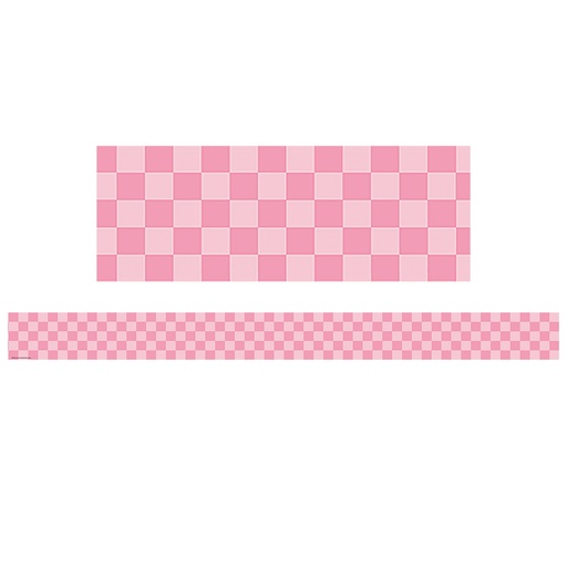 [9332 TCR] Cool for School Pink Checkers Straight Border Trim