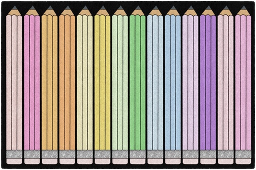 [CA3087 FC] SchoolGirl Style  Pencils on Black Rectangle Area Rug