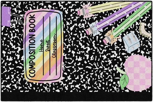 [CA3088 FC] SchoolGirl Style  Composition Book with Apples Rectangle Area Rug