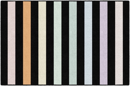 SchoolGirl Style  Rainbow Stripe on Black Rectangle Area Rug