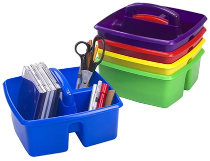[00940U06C STX] Storex® Small Classroom Caddy, Assorted Colors, 6-Pack, 9-1/4" L x 9-1/4" W x 5-1/4" H overall, Set of 6 