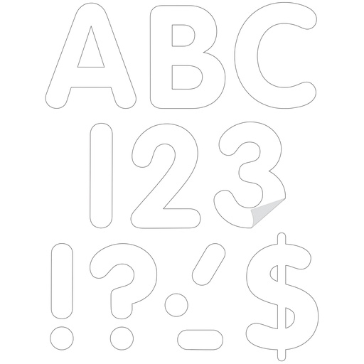 [9641 TCR] White 4" Classic Self-Adhesive Letters Uppercase, 108 Pieces