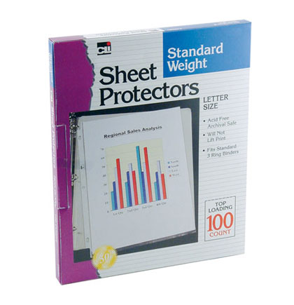 [48241 CLI] Charles Leonard® Clear Sheet Protectors — Letter Size, Top‑Loading, 100/Box