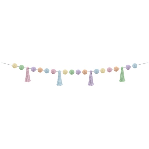 [9207 TCR] Pastel Pop Pom-Poms and Tassels Garland