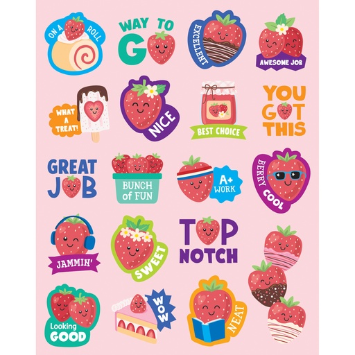 [9442 TCR] Teacher Created Resources® Strawberry Smelly Stickers — Scratch‑and‑Sniff Reward Stickers (Pack of 114)