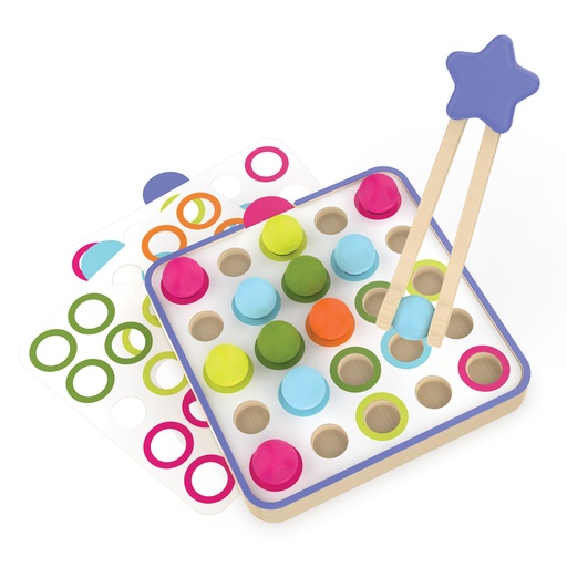 [1407 EI] Pattern Matching Puzzle Wooden Color & Counting Board