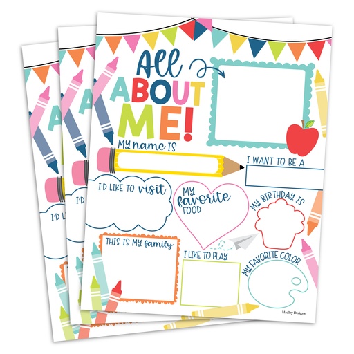 [1003 HDD] Colorful Star Student Read All About Me Posters, Set of 20