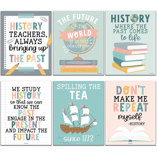 [1028 HDD] Boho History Bulletin Board Classroom Decor Posters, Set of 6