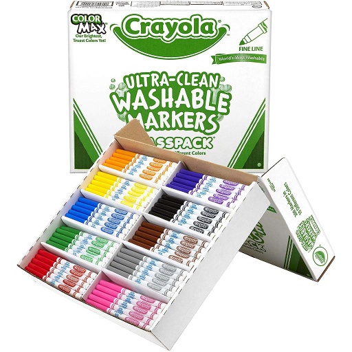 [588211 BIN] Crayola® Ultra-Clean Fine Line Markers Classpack — 200 ct, 10 Colors, Washable