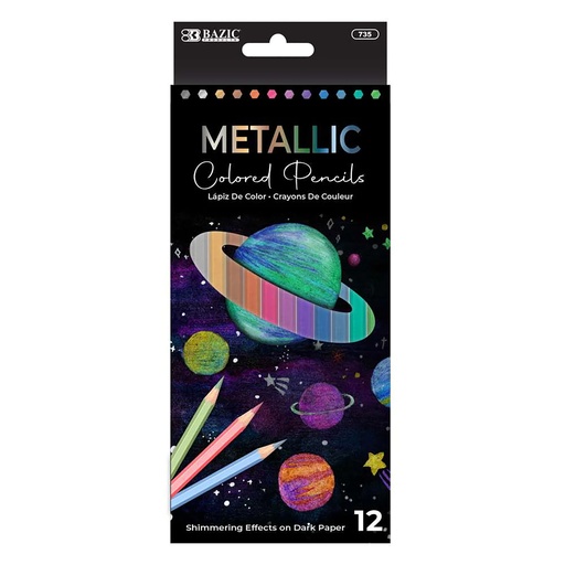 [735 BAZ] Metallic Colored Pencils Pack of 12